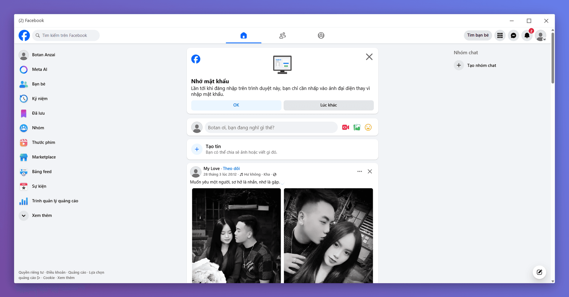 Kiểm tra tài khoản sau khi vào