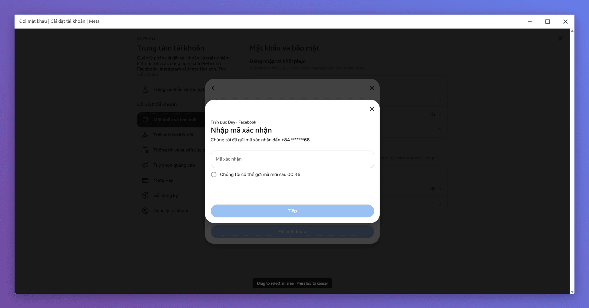Vào mục cần thay đổi thông tin