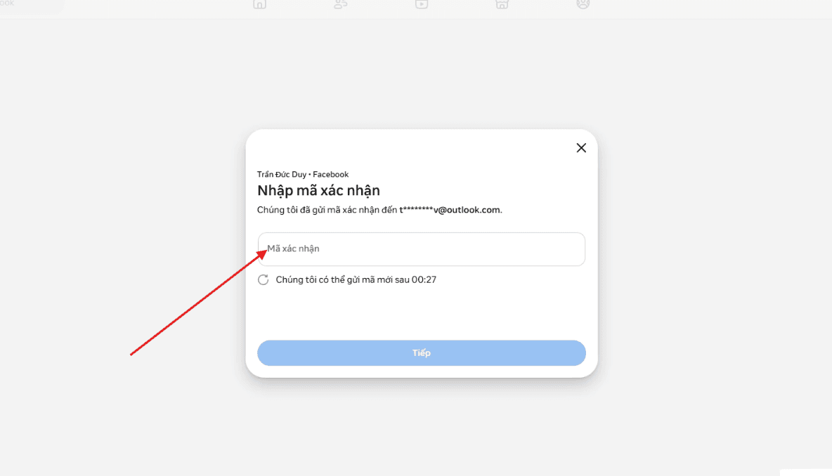 Lấy mã xác minh từ hộp thư Outlook