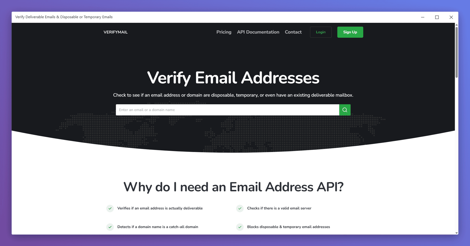 Truy cập verifymail.io để kiểm tra provider