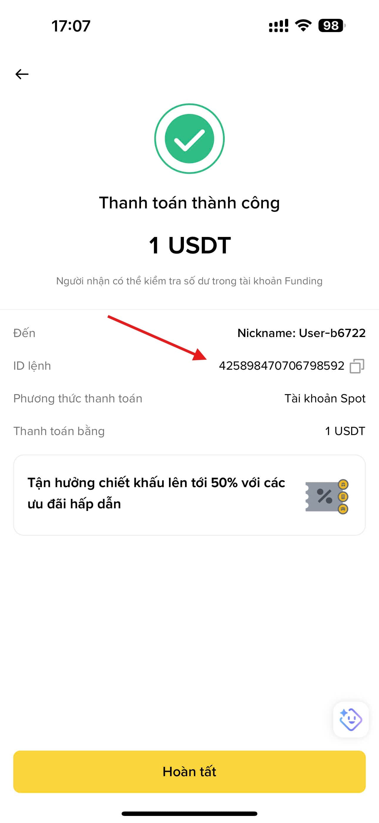 Lấy Order ID từ lịch sử giao dịch Binance