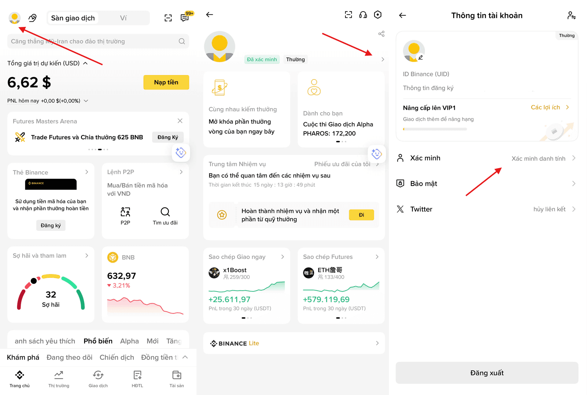 Hoàn thành KYC xác minh danh tính